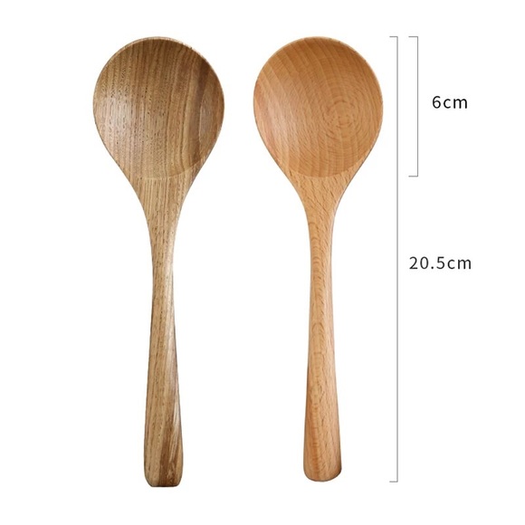 Wooden spoon large round soup rice Multi-use salad 1PC - Picture 10 of 10